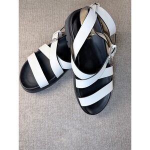 Sam Edelman Womens White Leather Strappy Lug Sole Platform Sandals Size 7.5
